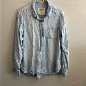 Long sleeve button up light blue shirt